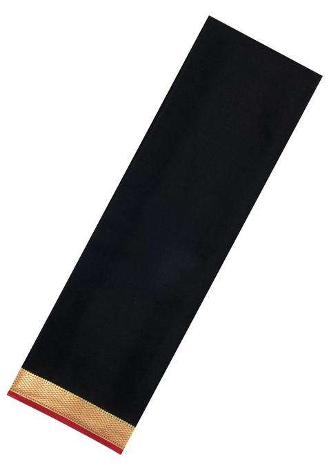 Black Woven Mysore Silk Crepe Saree With Contrast Border With Traditional Woven Design For Women