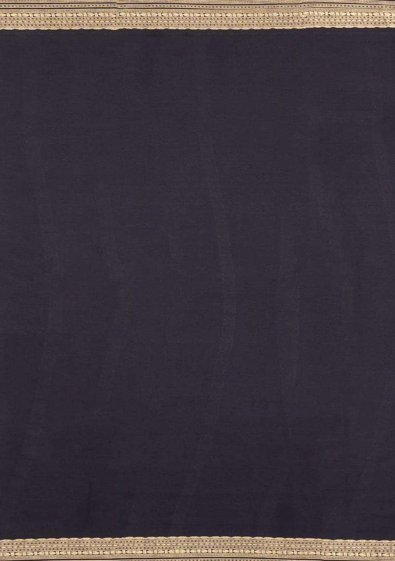 Lavander Lavender Woven Mysore Silk Crepe Saree With Contrast Border With Traditional Woven Design For Women - Indya