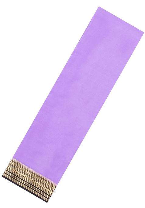 Lavander Lavender Woven Mysore Silk Crepe Saree With Contrast Border With Traditional Woven Design For Women
