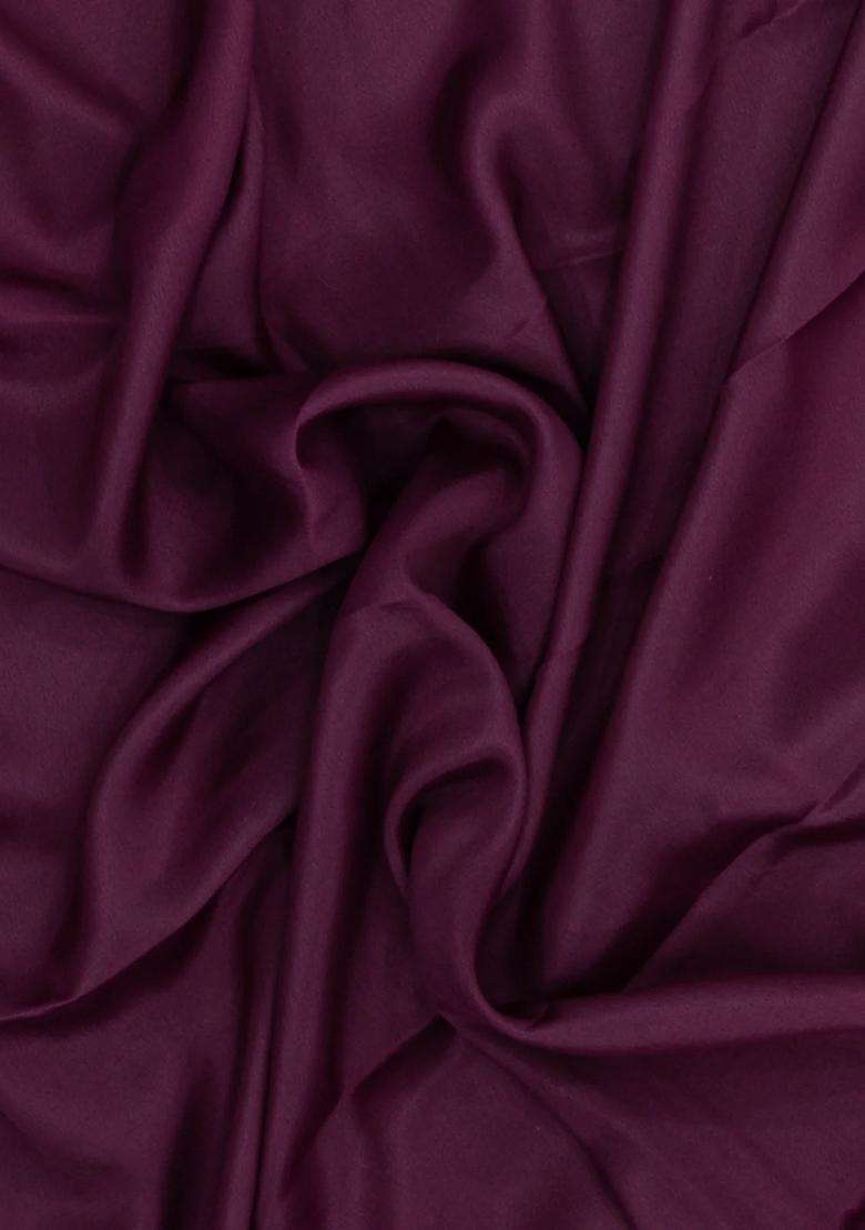 Burgundy Burugndy Woven Mysore Silk Crepe Saree With Contrast Border With Traditional Woven Design For Women - Indya