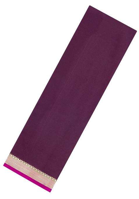 Burgundy Burugndy Woven Mysore Silk Crepe Saree With Contrast Border With Traditional Woven Design For Women