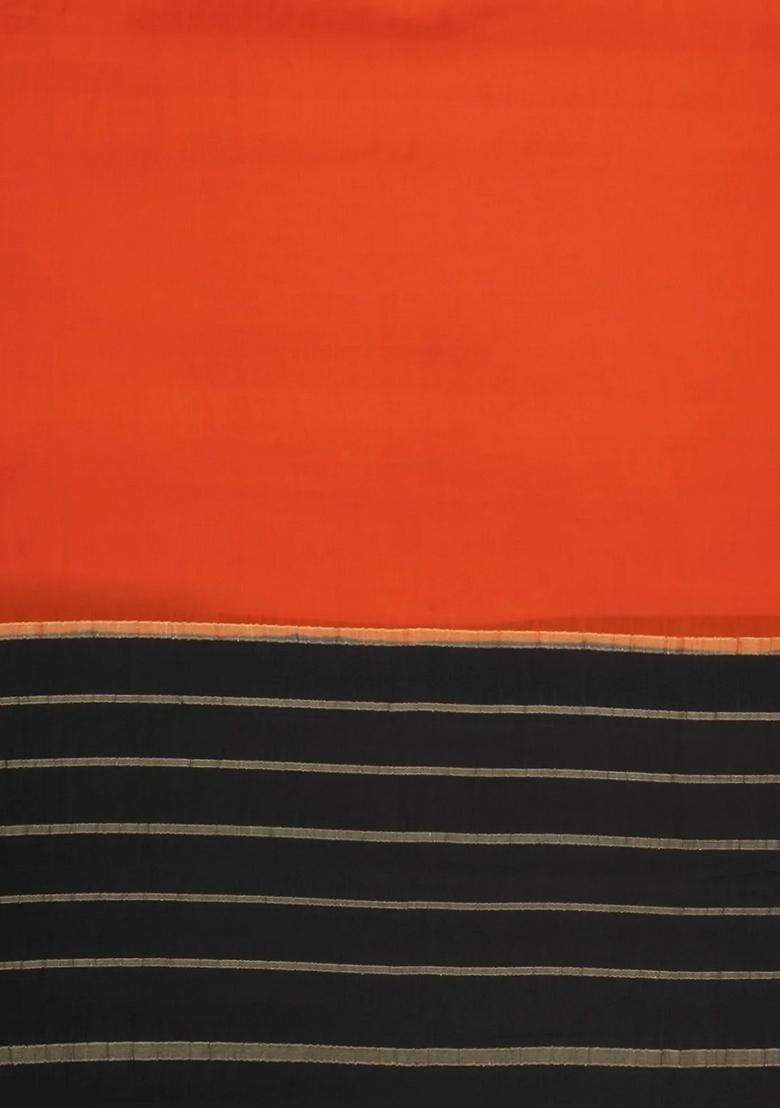 Red Woven Mysore Silk Crepe Saree With Contrast Border With Traditional Woven Design For Women - Indya
