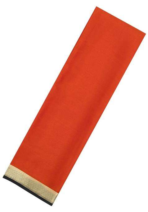 Red Woven Mysore Silk Crepe Saree With Contrast Border With Traditional Woven Design For Women