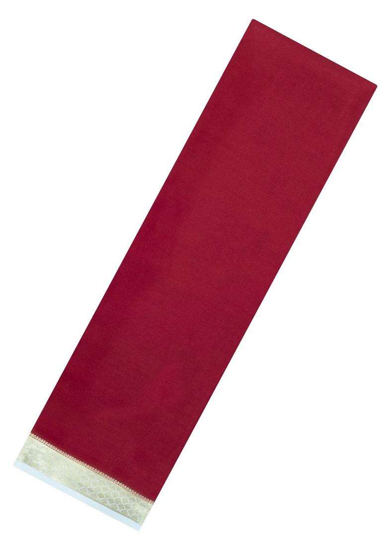Crimson Woven Mysore Silk Crepe Saree With Contrast Border With Traditional Woven Design For Women - Indya