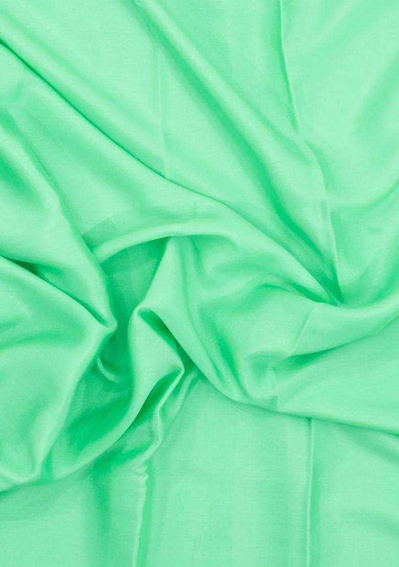 Aquamarine Woven Mysore Silk Crepe Saree With Contrast Border With Traditional Woven Design For Women - Indya