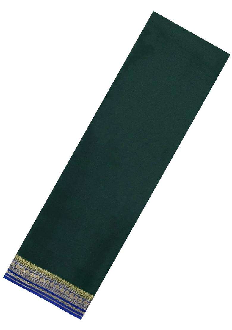 Bottle Green Woven Mysore Silk Crepe Saree With Contrast Border With Traditional Woven Design For Women - Indya