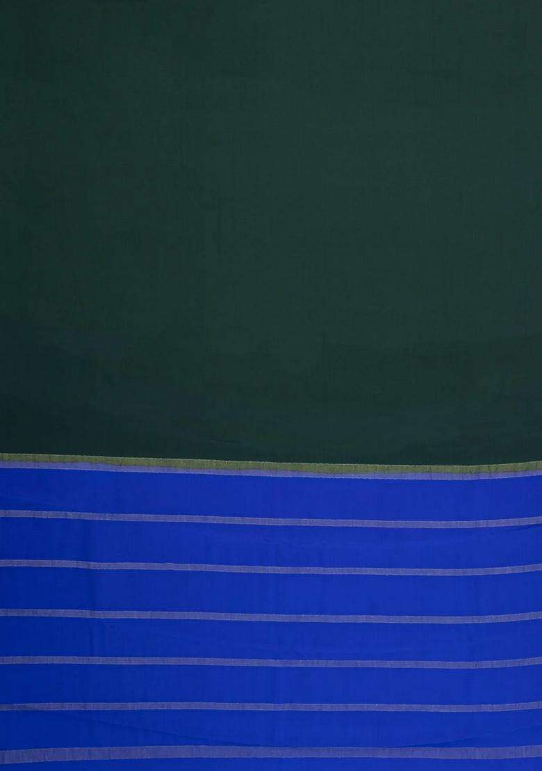 Bottle Green Woven Mysore Silk Crepe Saree With Contrast Border With Traditional Woven Design For Women - Indya