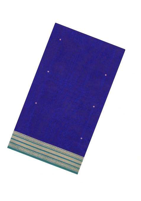 Violet Handloom Silk Cotton Saree With Zari Buttas Contrast Border With Buttas And Brocade Design For Women
