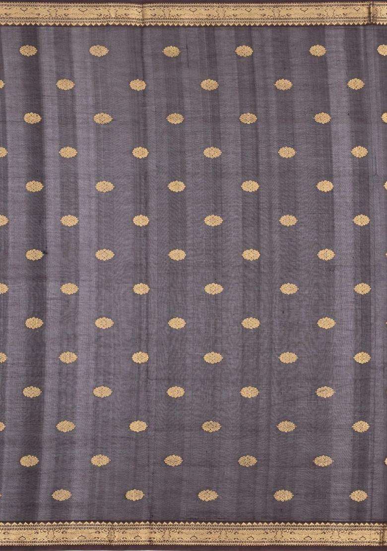 Black Handloom Silk Cotton Saree With Zari Border With Traditional Woven Design For Women - Indya
