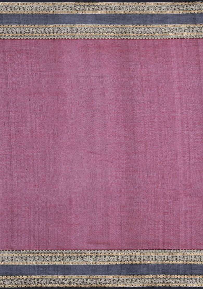 Maroon Handloom Silk Cotton Saree With Zari Buttas Contrast Border With Buttas And Brocade Design For Women - Indya
