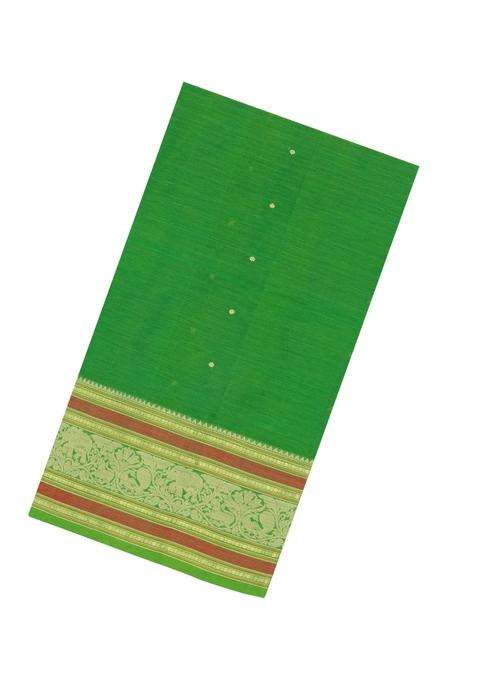 Light Green Handloom Silk Cotton Saree With Buttas With Buttas And Brocade Design For Women