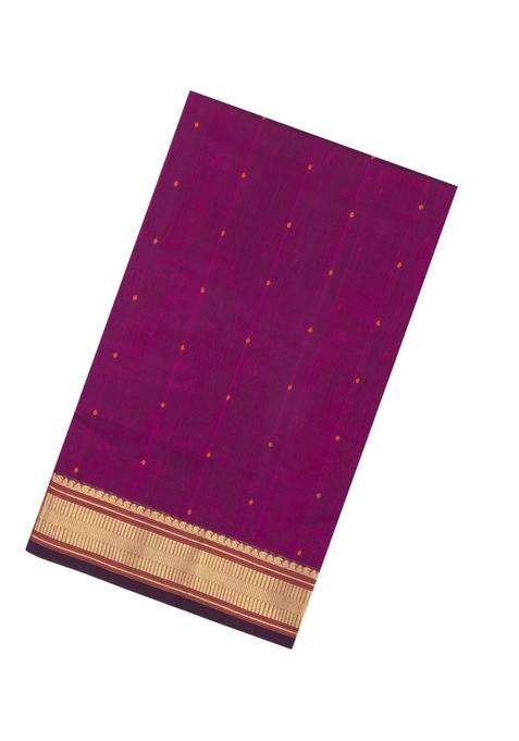 Magenta Handloom Silk Cotton Saree With Zari Border With Buttas And Brocade Design For Women
