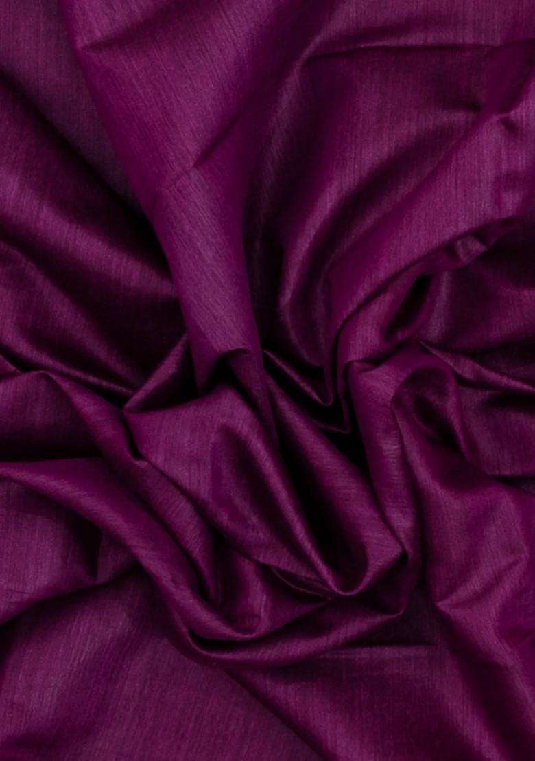 Burgundy Burugndy Woven Tussar Silk Saree With Thread Work Border With Traditional Woven Design For Women - Indya
