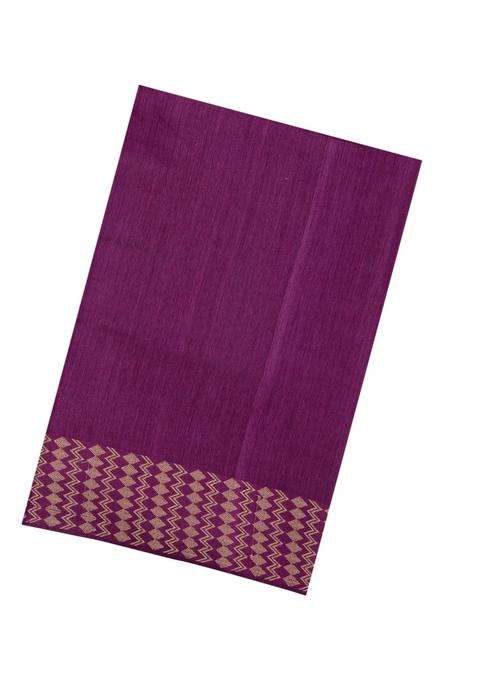 Burgundy Burugndy Woven Tussar Silk Saree With Thread Work Border With Traditional Woven Design For Women