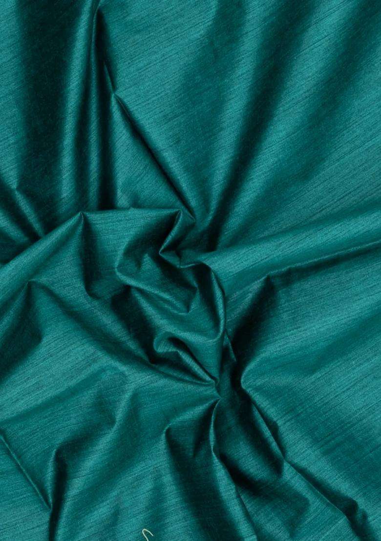 Cyan Woven Tussar Silk Saree With Thread Work Border With Traditional Woven Design For Women - Indya