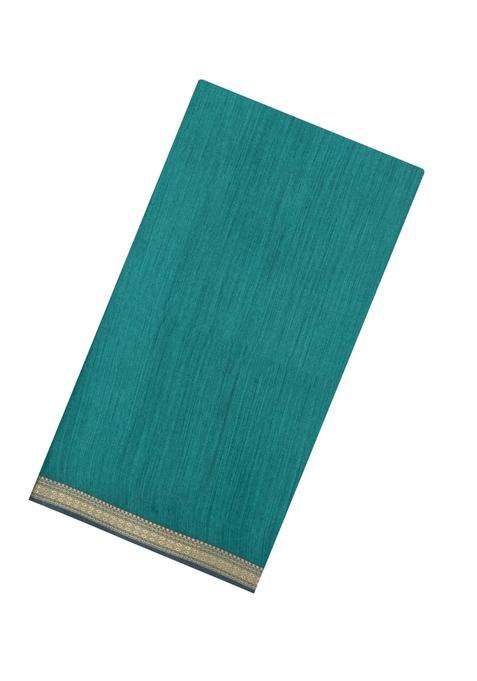 Cyan Woven Tussar Silk Saree With Thread Work Border With Traditional Woven Design For Women