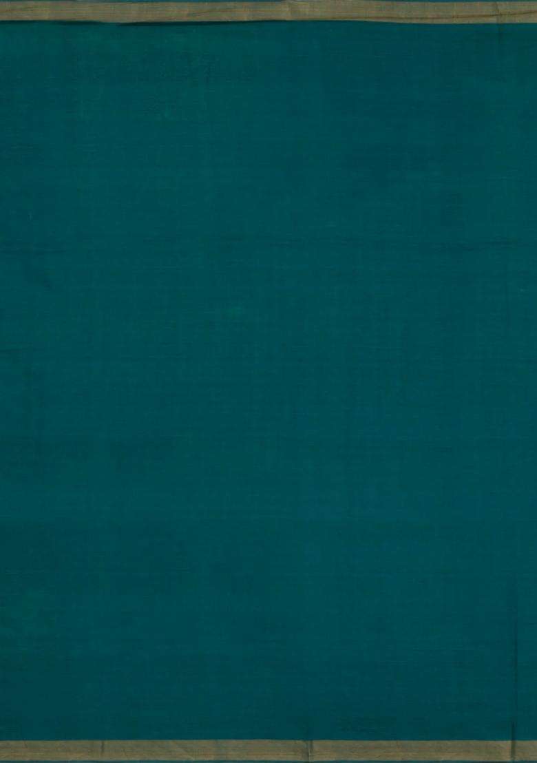 Teal Woven Tussar Silk Saree With Mango Motifs Zari Border With Buttas And Brocade Design For Women - Indya