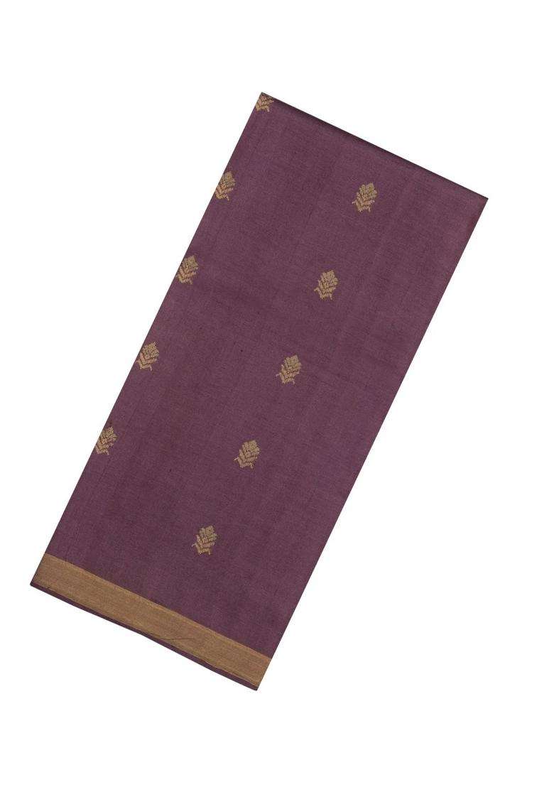 Lilac Woven Tussar Silk Saree With Mango Motifs Zari Border With Buttas And Brocade Design For Women - Indya