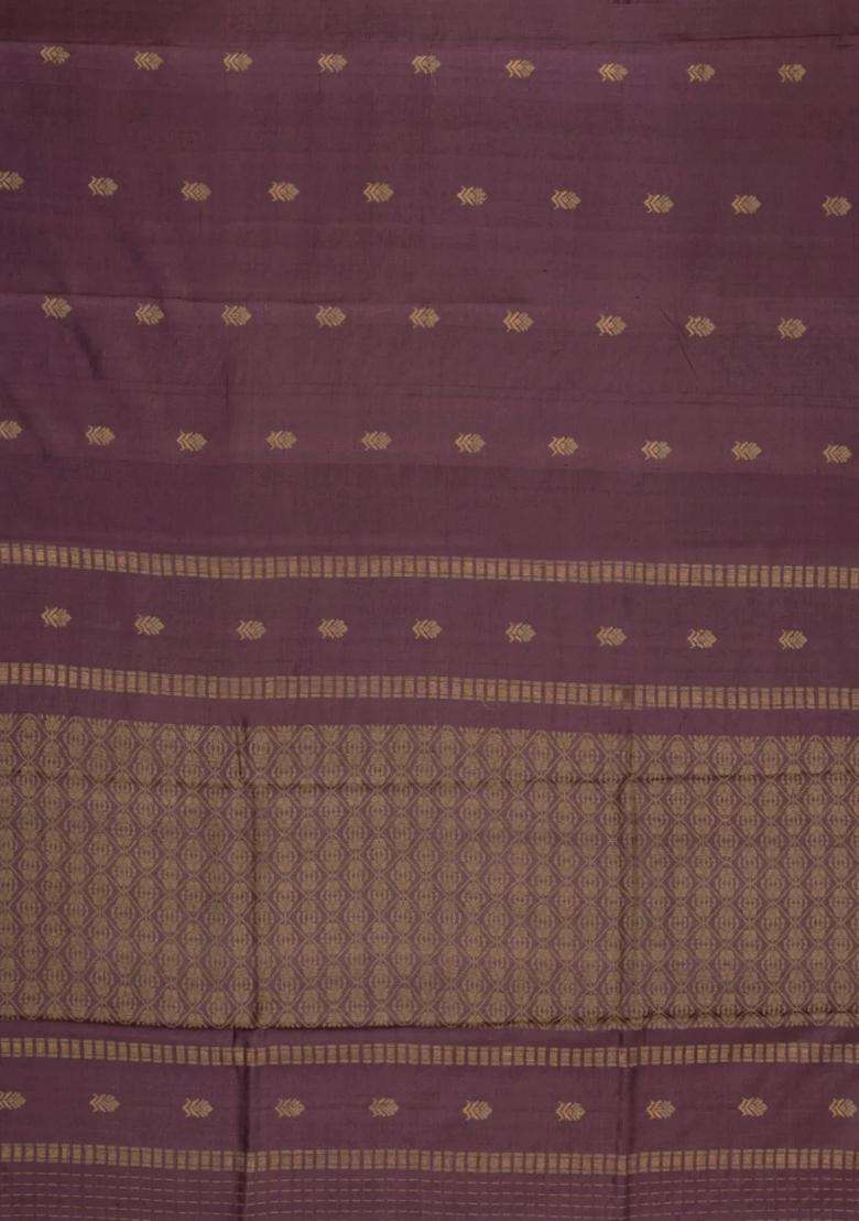 Lilac Woven Tussar Silk Saree With Mango Motifs Zari Border With Buttas And Brocade Design For Women - Indya