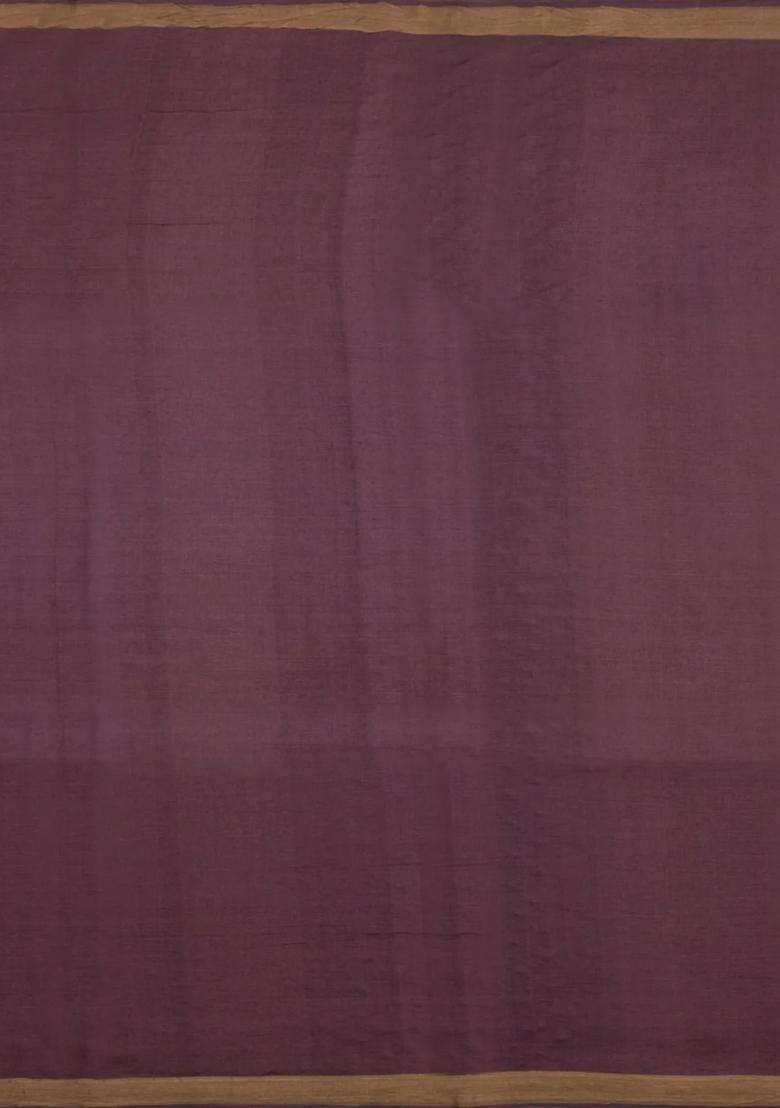 Lilac Woven Tussar Silk Saree With Mango Motifs Zari Border With Buttas And Brocade Design For Women - Indya