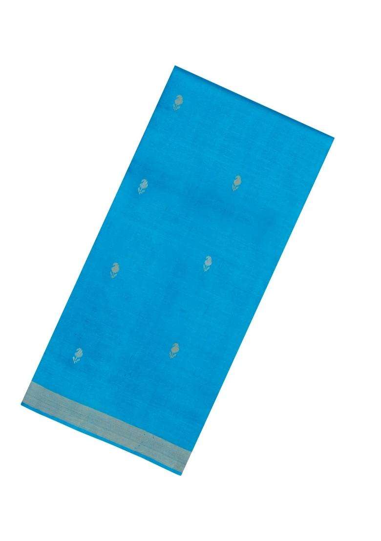 Turquoise Turuqoise Woven Tussar Silk Saree With Mango Motifs Zari Border With Buttas And Brocade Design For Women - Indya