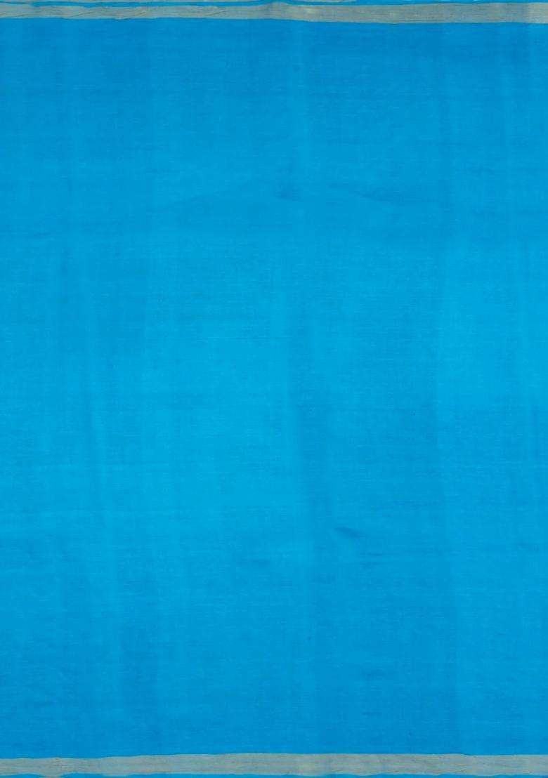 Turquoise Turuqoise Woven Tussar Silk Saree With Mango Motifs Zari Border With Buttas And Brocade Design For Women - Indya