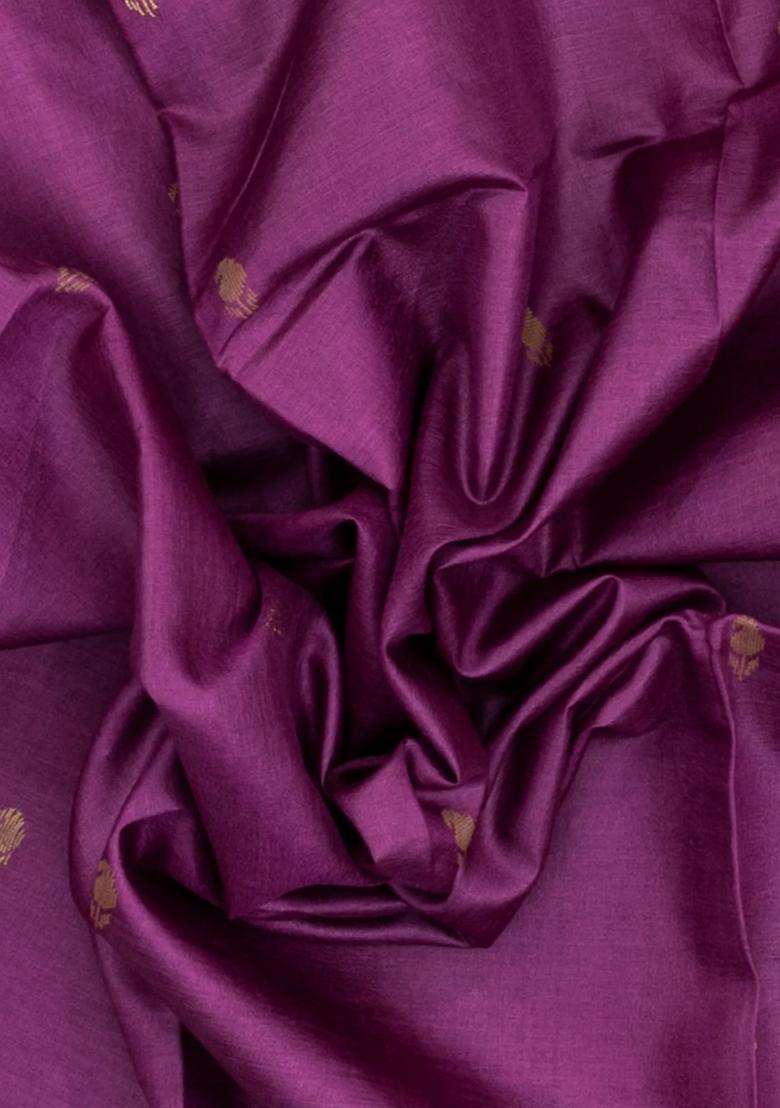Lilac Woven Tussar Silk Saree With Mango Motifs Zari Border With Buttas And Brocade Design For Women - Indya