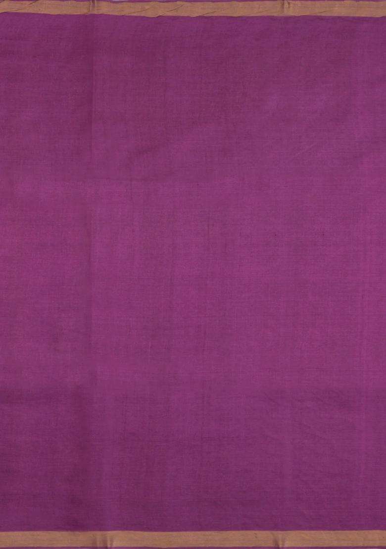 Lilac Woven Tussar Silk Saree With Mango Motifs Zari Border With Buttas And Brocade Design For Women - Indya