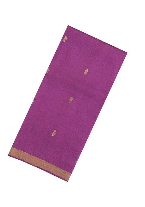 Lilac Woven Tussar Silk Saree With Mango Motifs Zari Border With Buttas And Brocade Design For Women