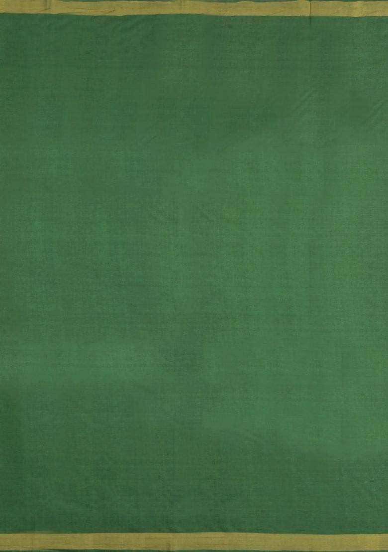 Green Woven Tussar Silk Saree With Mango Motifs Zari Border With Buttas And Brocade Design For Women - Indya