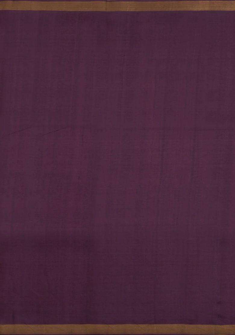 Dark Lilac Woven Tussar Silk Saree With Mango Motifs Zari Border With Buttas And Brocade Design For Women - Indya