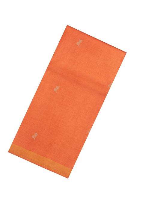 Orange Woven Tussar Silk Saree With Floral Motifs Zari Border With Buttas And Brocade Design For Women