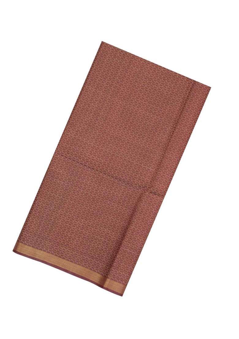 Brown Woven Tussar Silk Saree With Wave Motifs Zari Border With Buttas And Brocade Design For Women - Indya