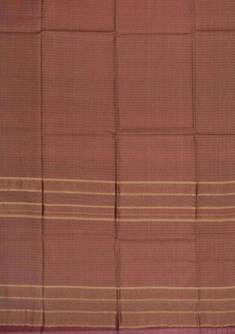Brown Woven Tussar Silk Saree With Wave Motifs Zari Border With Buttas And Brocade Design For Women - Indya