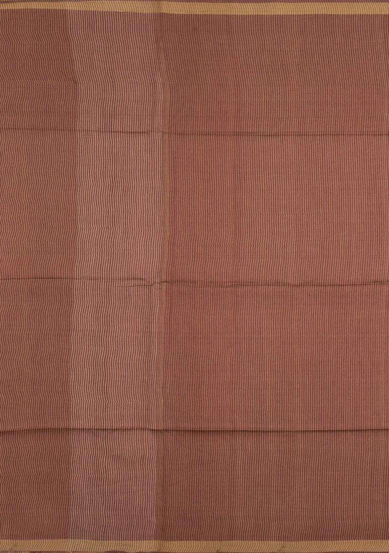Brown Woven Tussar Silk Saree With Wave Motifs Zari Border With Buttas And Brocade Design For Women - Indya