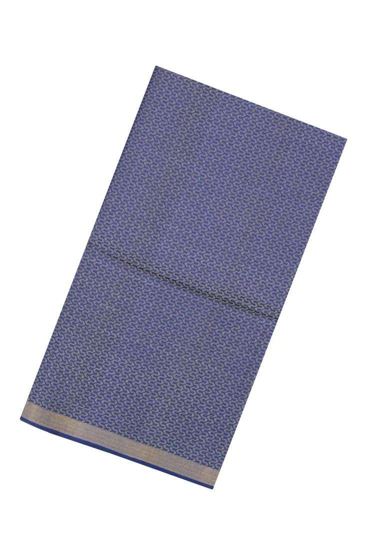 Blue Woven Tussar Silk Saree With Wave Motifs Zari Border With Buttas And Brocade Design For Women - Indya