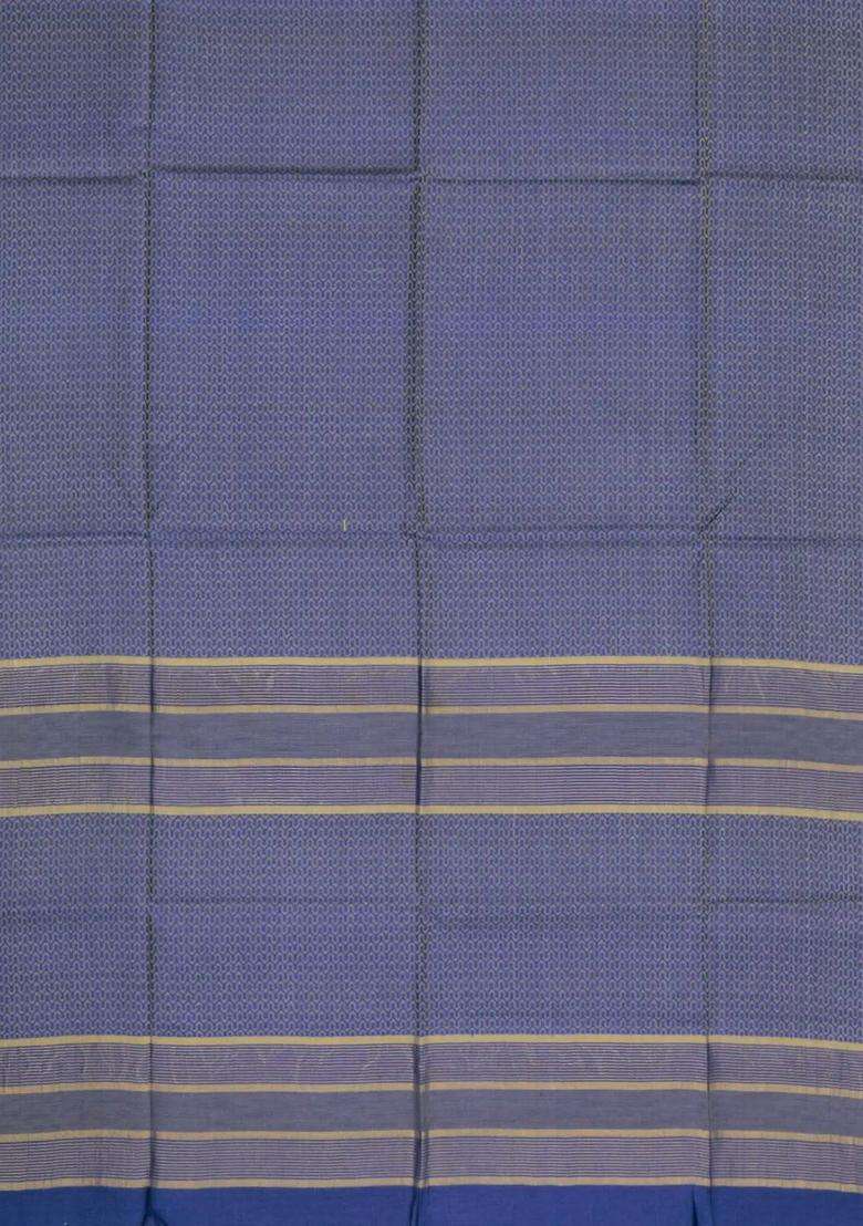 Blue Woven Tussar Silk Saree With Wave Motifs Zari Border With Buttas And Brocade Design For Women - Indya