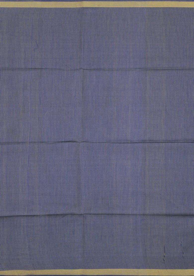 Blue Woven Tussar Silk Saree With Wave Motifs Zari Border With Buttas And Brocade Design For Women - Indya
