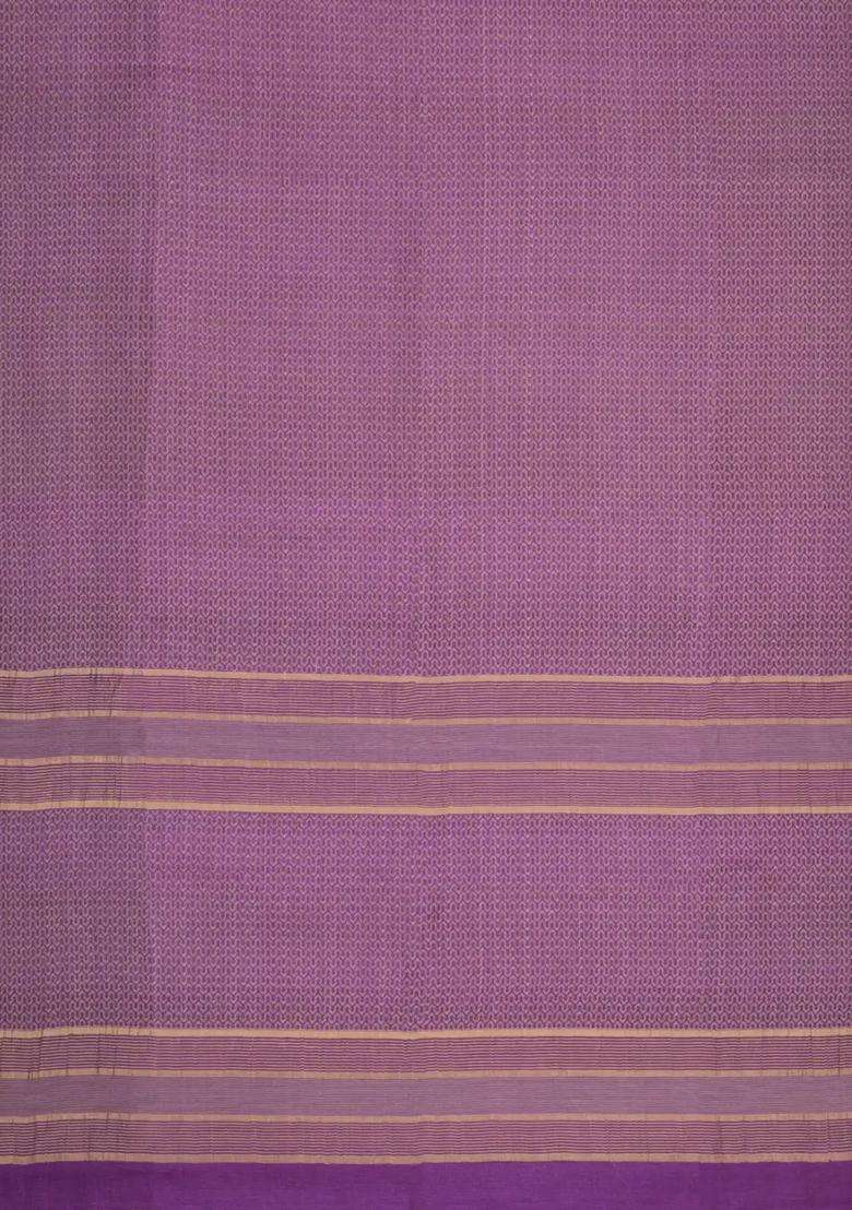 Lilac Woven Tussar Silk Saree With Wave Motifs Zari Border With Buttas And Brocade Design For Women - Indya