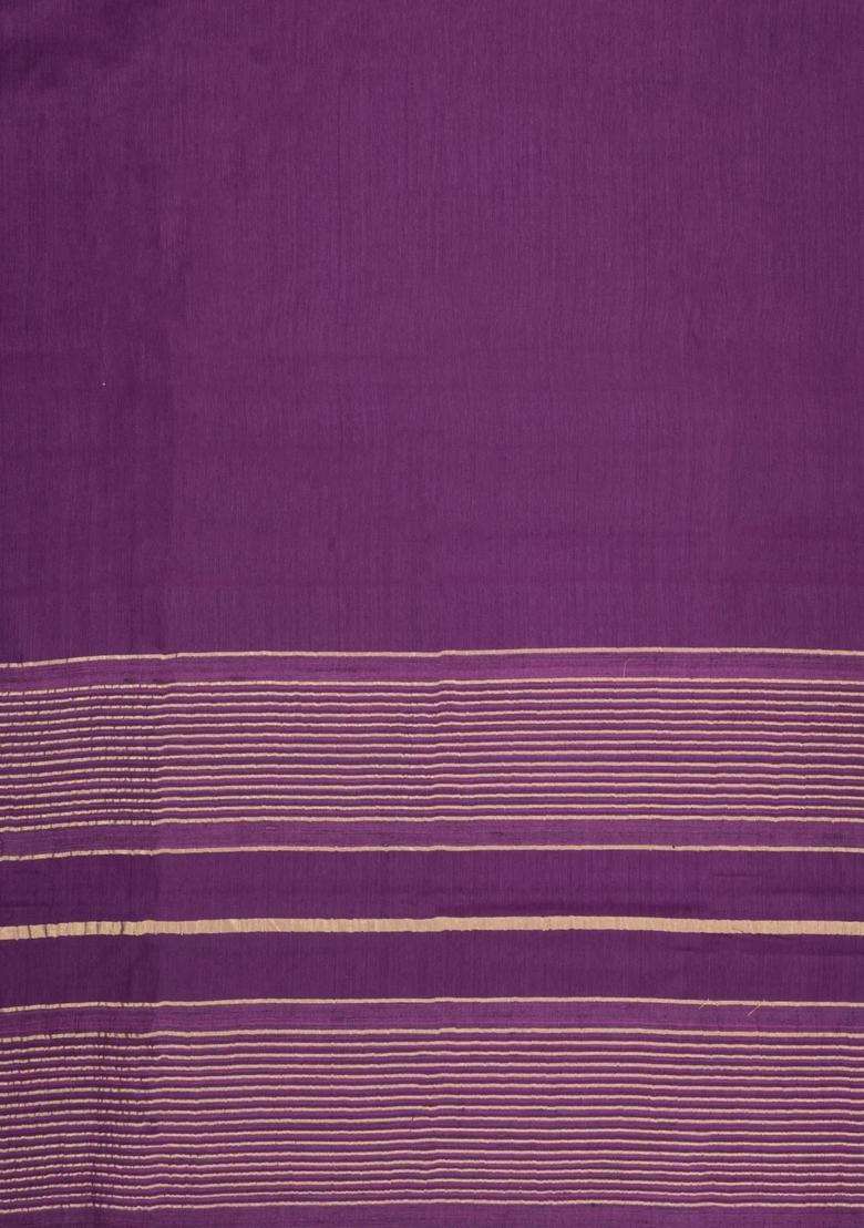 Dark Purple Woven Tussar Silk Saree With Zari Border With Traditional Woven Design For Women - Indya
