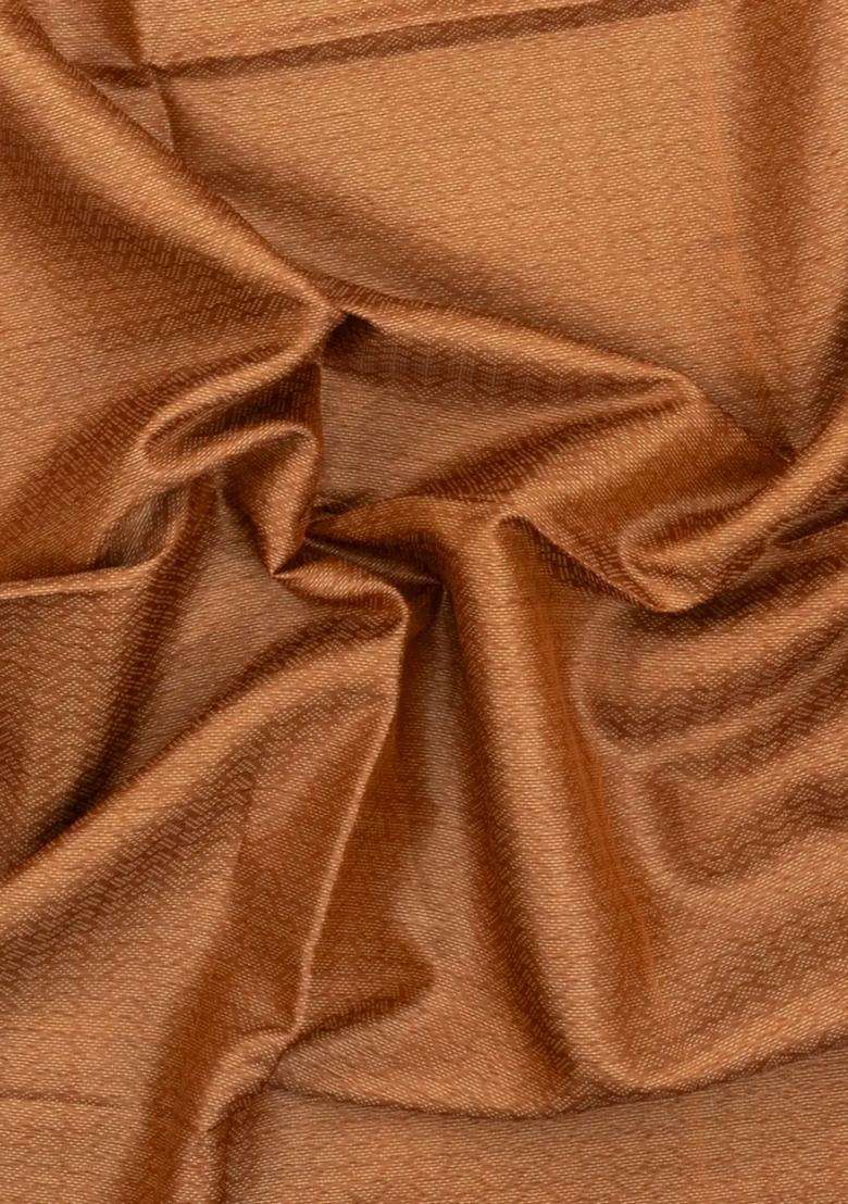 Sandal Woven Tussar Silk Saree With Chevron Motifs With Buttas And Brocade Design For Women - Indya