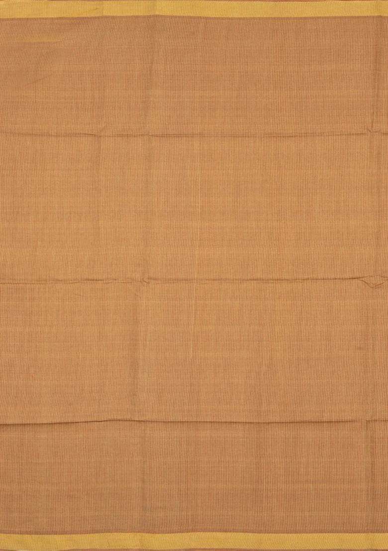 Sandal Woven Tussar Silk Saree With Chevron Motifs With Buttas And Brocade Design For Women - Indya