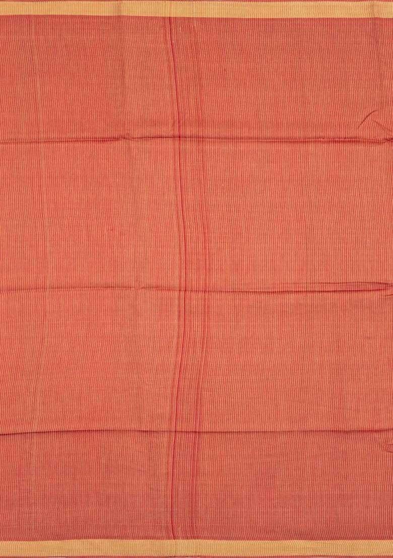 Red Woven Tussar Silk Saree With Chevron Motifs With Buttas And Brocade Design For Women - Indya