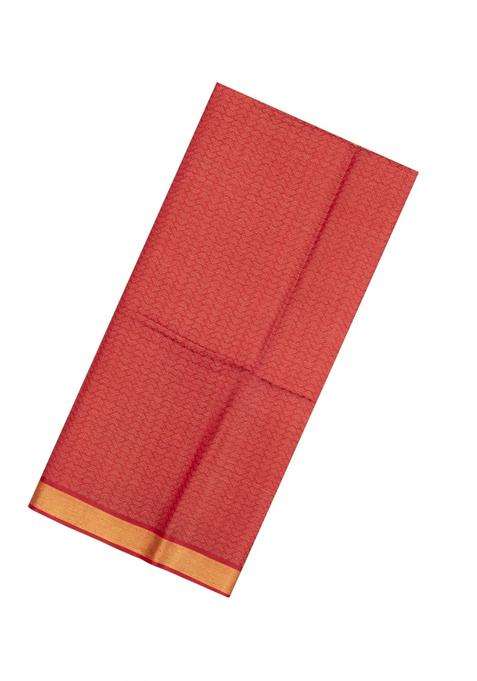Red Woven Tussar Silk Saree With Chevron Motifs With Buttas And Brocade Design For Women