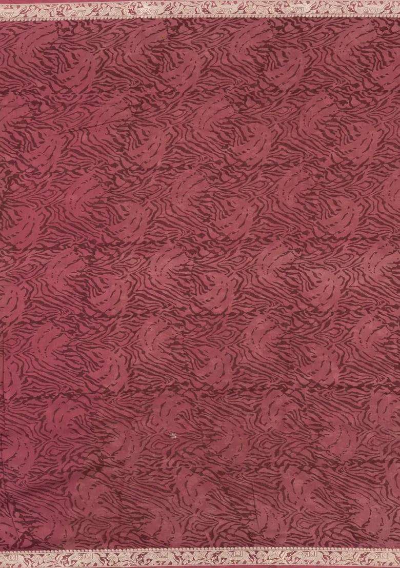 Oil Mustard Printed Chanderi Cotton Saree With Contrast Zari Border For Women - Indya