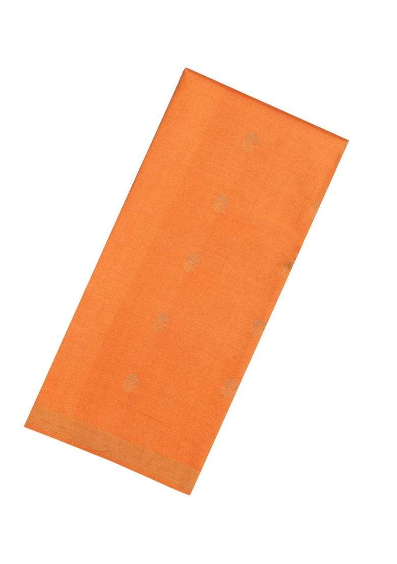 Orange Handloom Tussar Silk Saree With Floral Buttas With Buttas And Brocade Design For Women - Indya