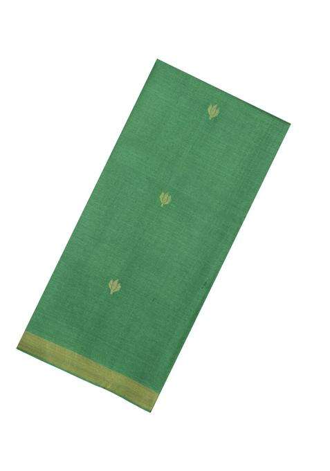 Green Handloom Tussar Silk Saree With Floral Buttas With Buttas And Brocade Design For Women