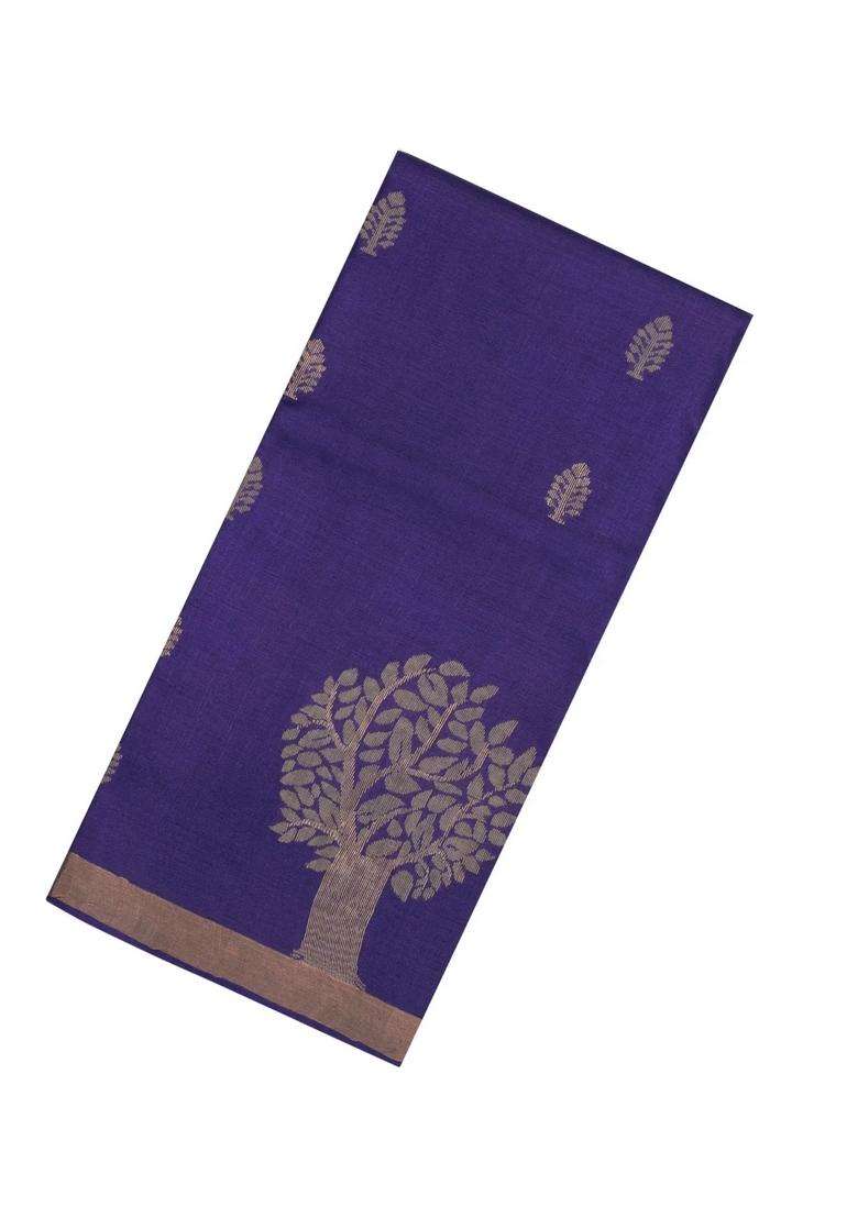 Purple Handloom Tussar Silk Saree With Floral Buttas With Buttas And Brocade Design For Women - Indya