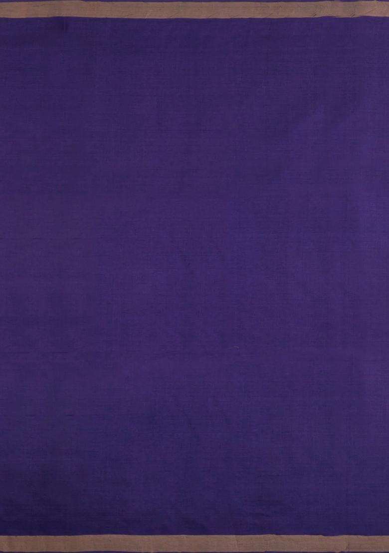 Purple Handloom Tussar Silk Saree With Floral Buttas With Buttas And Brocade Design For Women - Indya