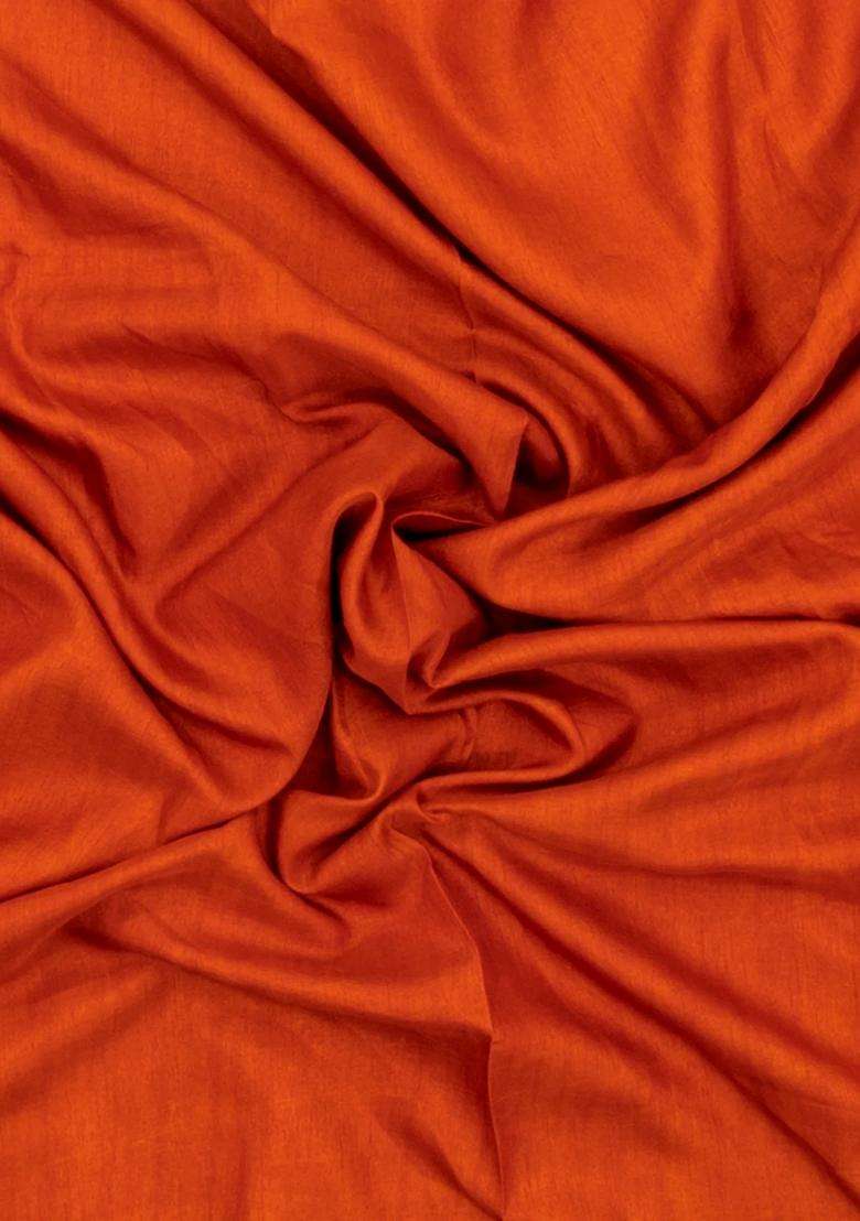 Orange Printed Synthetic Dola Silk Saree With Contrast Border For Women - Indya